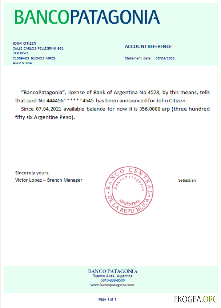 Argentine , Bancopatagonia , reference